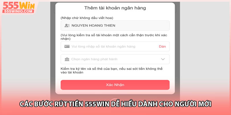 Các bước rút tiền 555WIN dễ hiểu dành cho người mới